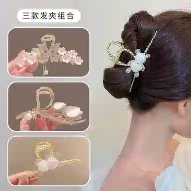 建禄 抓夹蝴蝶小熊花朵头饰品日常轻奢通勤简约百搭精致高级感优雅气质#好运 合金 发夹 女款