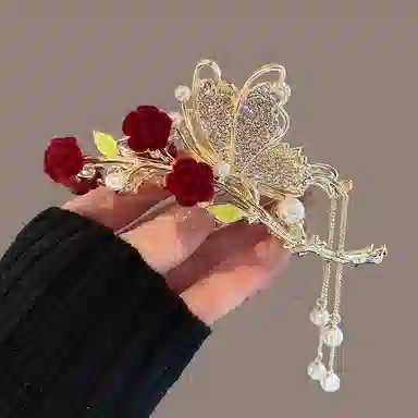 Jianluo Rose Butterfly Hair Clip