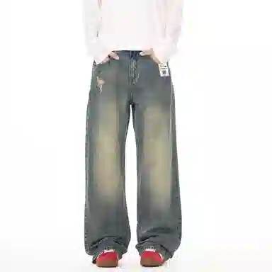 RTVH Vintage Washed Loose Straight Jeans