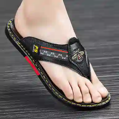 潮泽 潮流 橡胶底 车缝线 速干人字拖鞋 男款