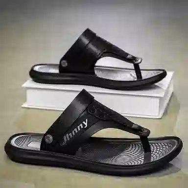 潮泽 简约百搭 舒适日常 车缝线 防臭防磨防滑速干人字拖鞋 男款