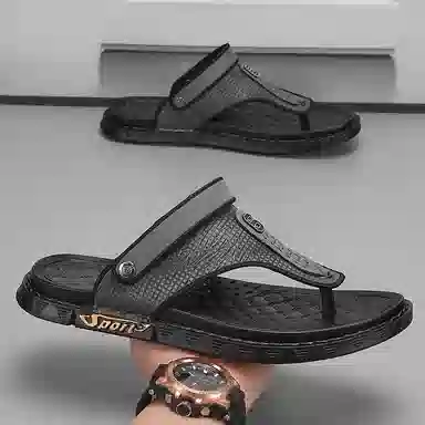 潮泽 通勤百搭 防磨人字拖鞋 男款