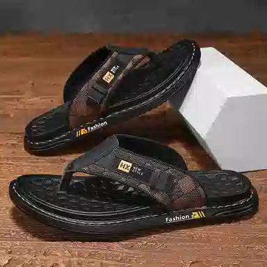 潮泽 时尚潮流经典 防磨人字拖鞋 男款