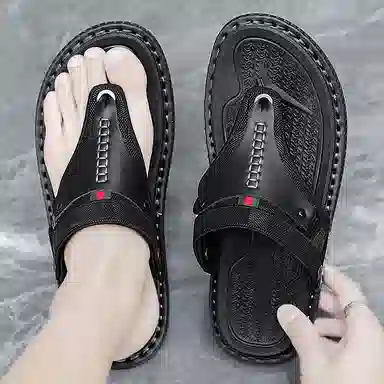 潮泽 休闲时尚 防磨防滑人字拖鞋 男款