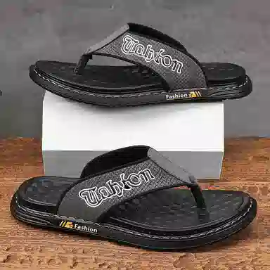 潮泽 简约百搭 车缝线 速干人字拖鞋 男款