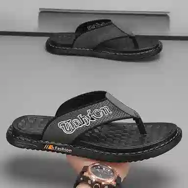 潮泽 简约百搭 车缝线 速干人字拖鞋 男款