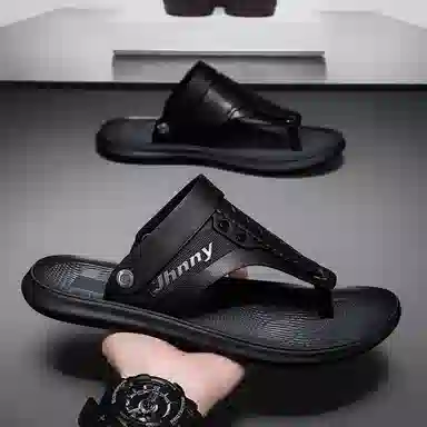 潮泽 简约百搭 舒适日常 车缝线 防臭防磨防滑速干人字拖鞋 男款