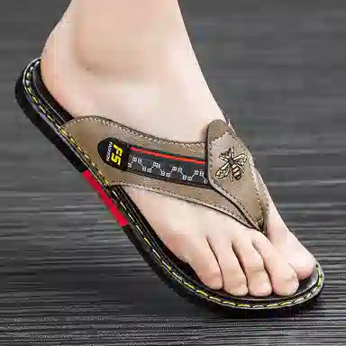 潮泽 潮流 橡胶底 车缝线 速干人字拖鞋 男款