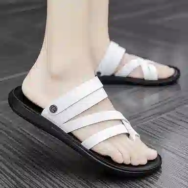 潮泽 休闲舒适简约通勤时尚 橡胶底 车缝线 防磨人字拖鞋 男款