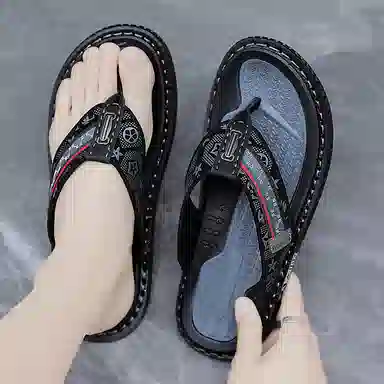 潮泽 舒适外穿 防磨防滑人字拖鞋 男款