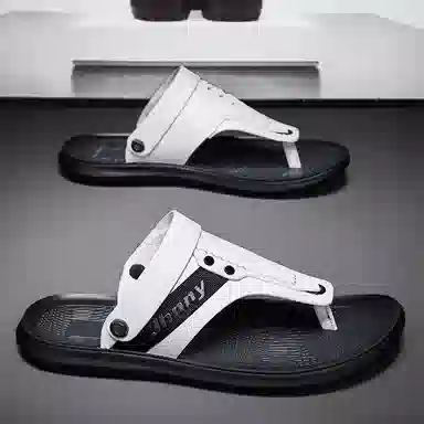 潮泽 简约百搭 舒适日常 车缝线 防臭防磨防滑速干人字拖鞋 男款