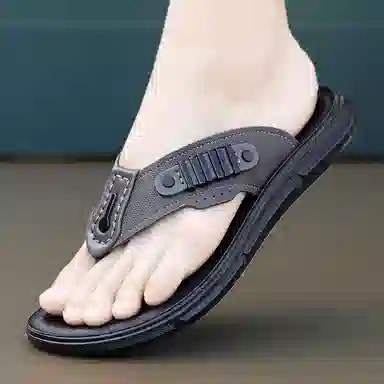 潮泽 舒适简约耐看 橡胶底 车缝线 速干人字拖鞋 男款