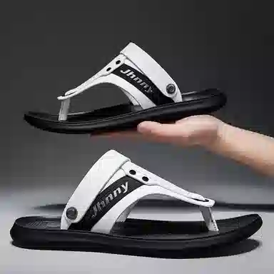 潮泽 简约百搭 舒适日常 车缝线 防臭防磨防滑速干人字拖鞋 男款