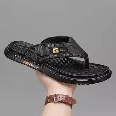 潮泽 时尚潮流经典 防磨人字拖鞋 男款