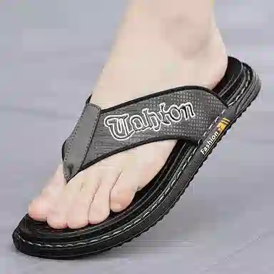 潮泽 简约百搭 车缝线 速干人字拖鞋 男款