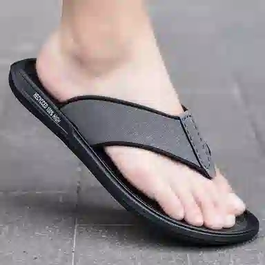 潮泽 简约时尚 车缝线 防磨防滑速干人字拖鞋 男款