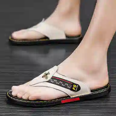 潮泽 潮流 橡胶底 车缝线 速干人字拖鞋 男款