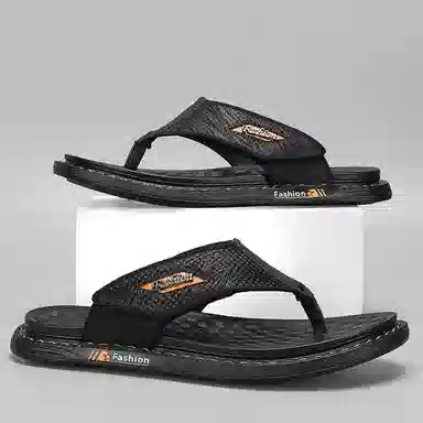 潮泽 简约舒适 车缝线 防磨防滑人字拖鞋 男款