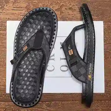 潮泽 时尚潮流经典 防磨人字拖鞋 男款