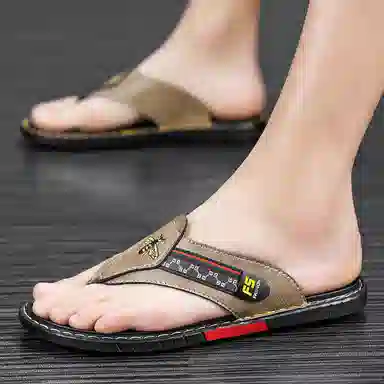 潮泽 潮流 橡胶底 车缝线 速干人字拖鞋 男款