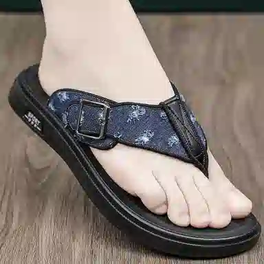 潮泽 经典潮流时尚 橡胶底 车缝线 速干人字拖鞋 男款