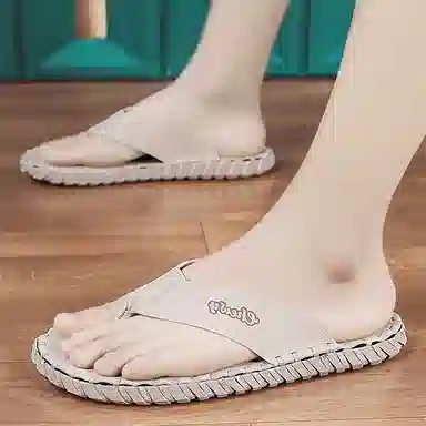 潮泽 简约时尚 防滑人字拖鞋 男款