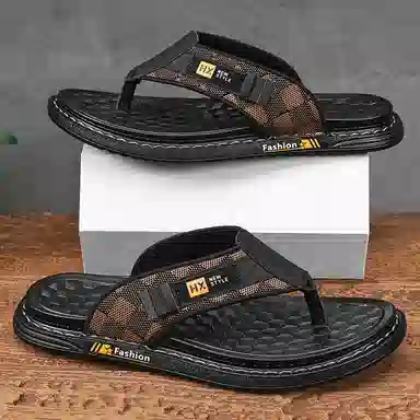 潮泽 时尚潮流经典 防磨人字拖鞋 男款