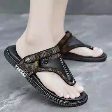 潮泽 休闲时尚 防磨防滑人字拖鞋 男款