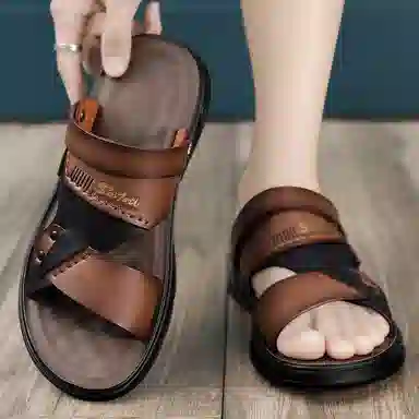 潮泽 超纤皮 舒适外穿 沙滩凉鞋 男女同款