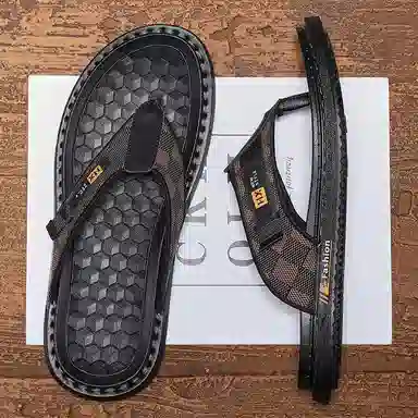 潮泽 时尚潮流经典 防磨人字拖鞋 男款