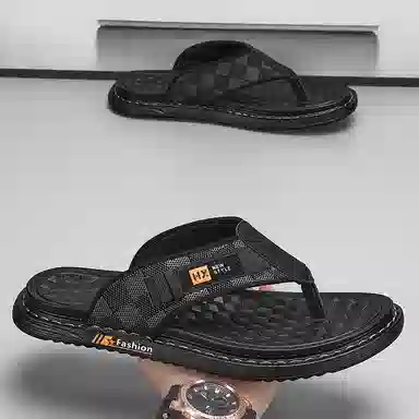 潮泽 时尚潮流经典 防磨人字拖鞋 男款