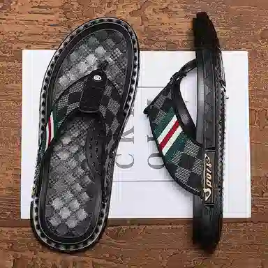 潮泽 百搭速干休闲通勤 橡胶底 车缝线 防磨人字拖鞋 男款