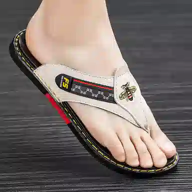 潮泽 潮流 橡胶底 车缝线 速干人字拖鞋 男款