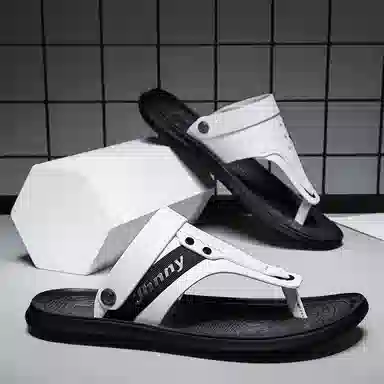 潮泽 简约百搭 舒适日常 车缝线 防臭防磨防滑速干人字拖鞋 男款