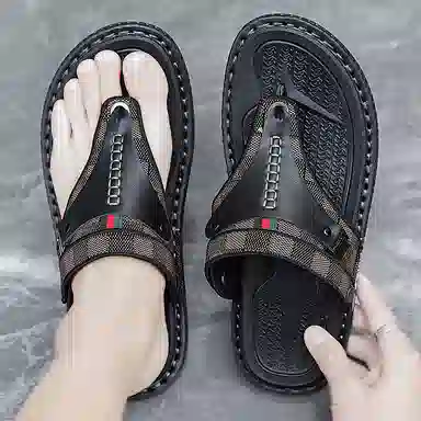 潮泽 休闲时尚 防磨防滑人字拖鞋 男款