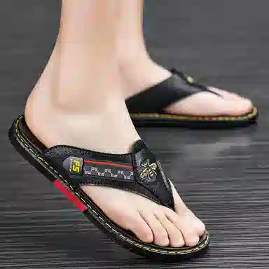 潮泽 潮流 橡胶底 车缝线 速干人字拖鞋 男款