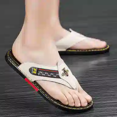 潮泽 潮流 橡胶底 车缝线 速干人字拖鞋 男款