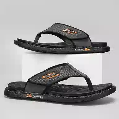 潮泽 简约舒适 车缝线 防磨防滑人字拖鞋 男款