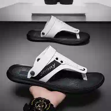 潮泽 简约百搭 舒适日常 车缝线 防臭防磨防滑速干人字拖鞋 男款