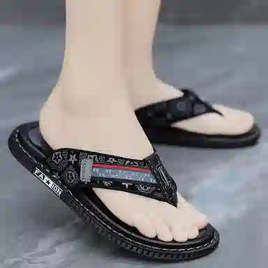 潮泽 舒适外穿 防磨防滑人字拖鞋 男款