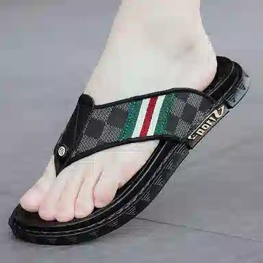 潮泽 百搭速干休闲通勤 橡胶底 车缝线 防磨人字拖鞋 男款