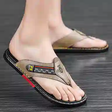 潮泽 潮流 橡胶底 车缝线 速干人字拖鞋 男款