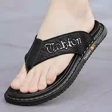 潮泽 简约百搭 车缝线 速干人字拖鞋 男款