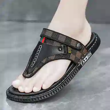 潮泽 休闲时尚 防磨防滑人字拖鞋 男款