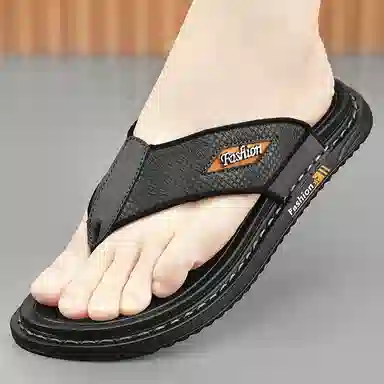 潮泽 简约舒适 车缝线 防磨防滑人字拖鞋 男款