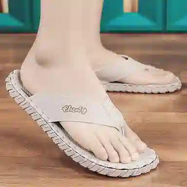 潮泽 简约时尚 防滑人字拖鞋 男款