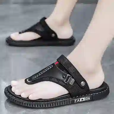 潮泽 休闲时尚 防磨防滑人字拖鞋 男款