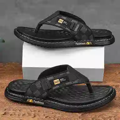 潮泽 时尚潮流经典 防磨人字拖鞋 男款