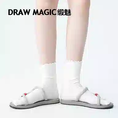 缎魅 无骨分趾木耳边中筒袜 女款