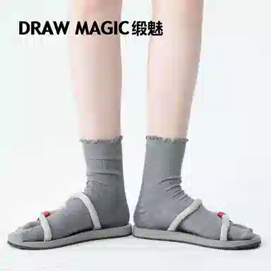 缎魅 无骨分趾木耳边中筒袜 女款